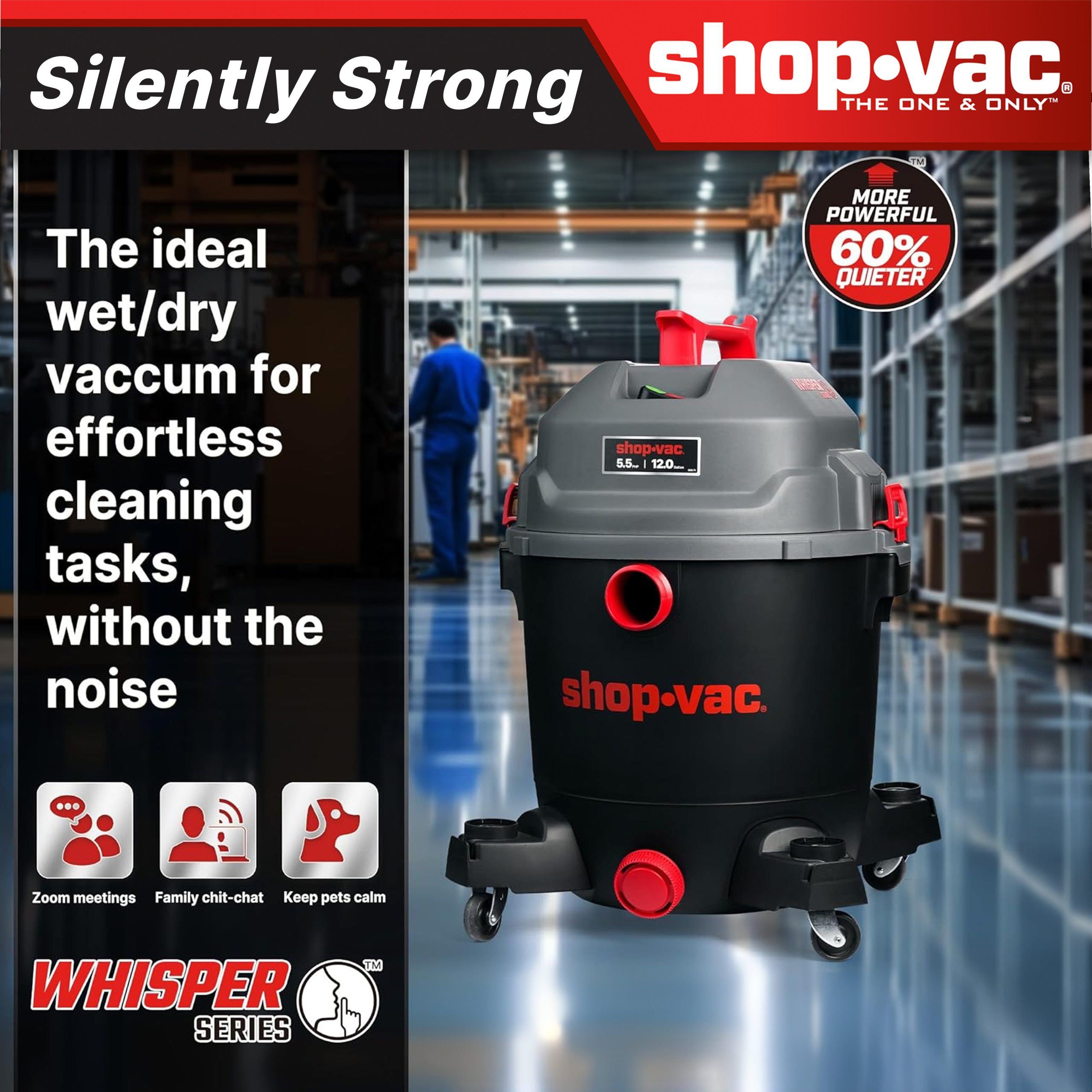 Shop-Vac® Ultra Quiet 12 Gallon 5.5 Peak HP Wet/Dry Vacuum - Image 5