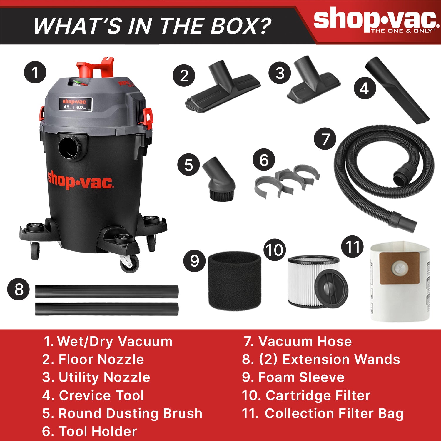 Shop-Vac® 6 Gallon Ultra Quiet 4.5 Peak HP Wet/Dry Vacuum - Image 2