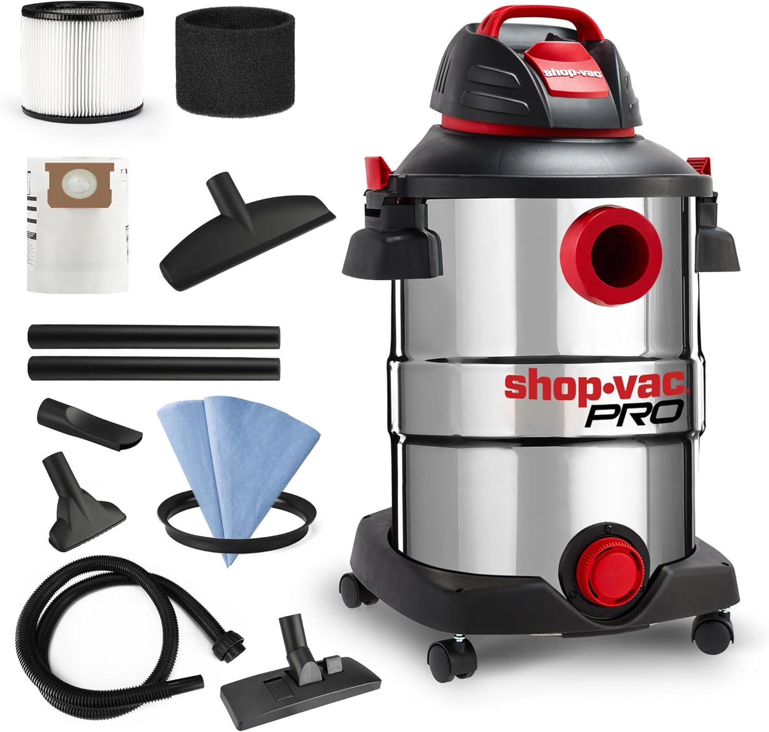 Shop-Vac® 12 Gallon 6.0 Peak HP Stainless Steel Wet/Dry Vacuum