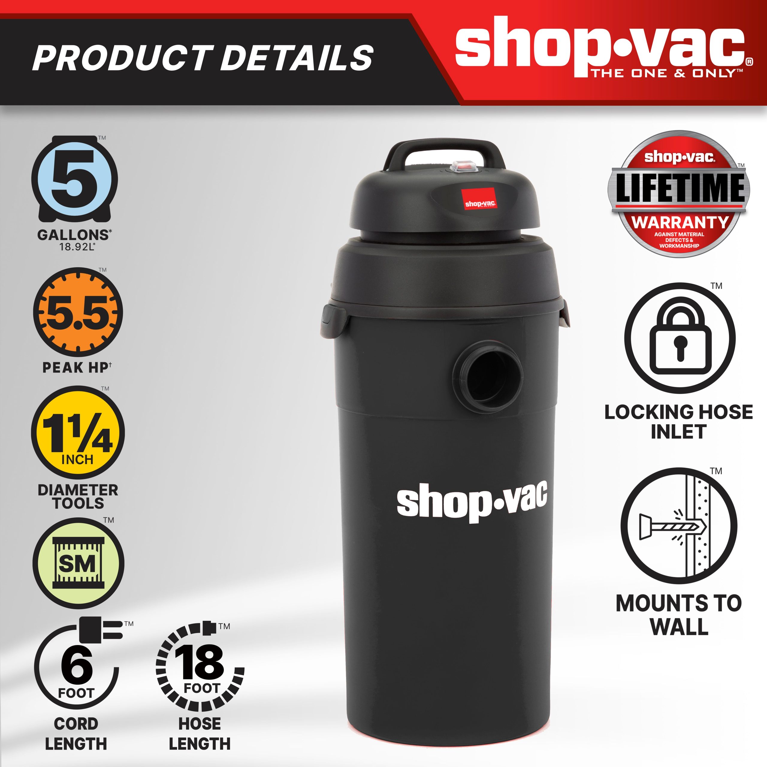 Shop-Vac 5 Gallon 5.5 PHP HangUp Wet/Dry Vac - Image 3