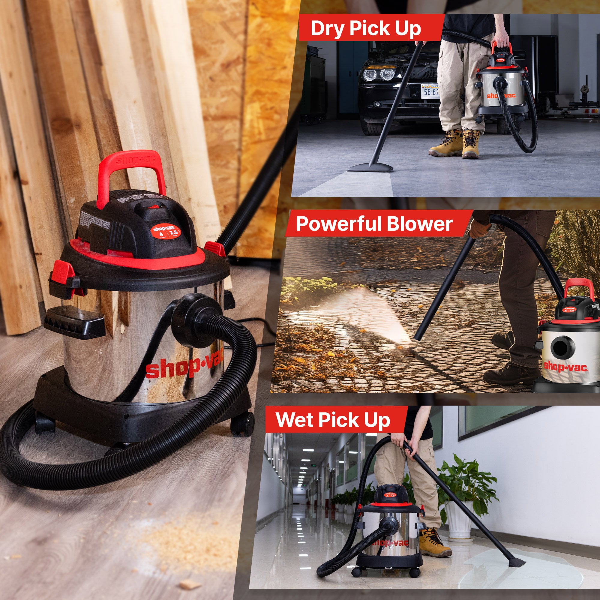 Shop-Vac® 4 Gallon 2.5 Peak HP Stainless Steel Wet/Dry Vac - Image 6